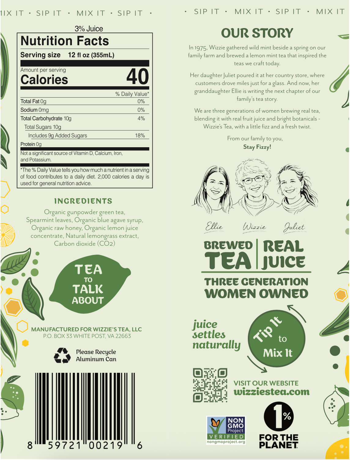 Wizzie's Lemon Mint Green Tea